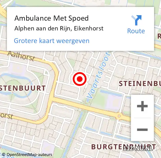 Locatie op kaart van de 112 melding: Ambulance Met Spoed Naar Alphen aan den Rijn, Eikenhorst op 29 juli 2024 05:57