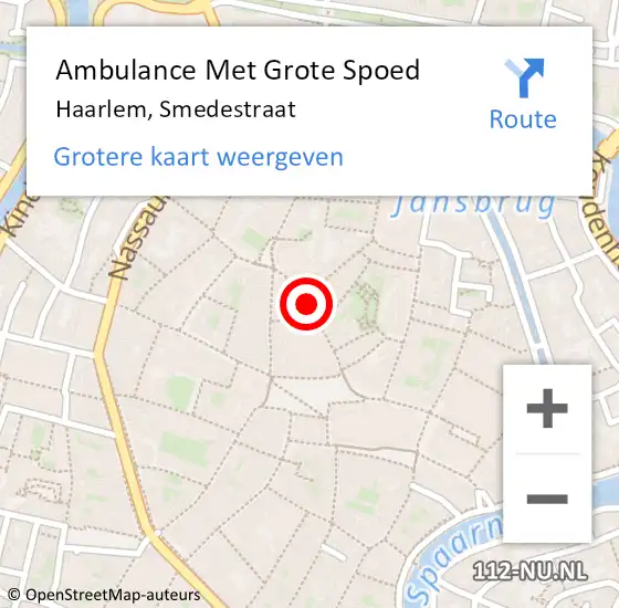 Locatie op kaart van de 112 melding: Ambulance Met Grote Spoed Naar Haarlem, Smedestraat op 29 juli 2024 06:04