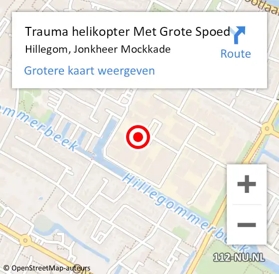 Locatie op kaart van de 112 melding: Trauma helikopter Met Grote Spoed Naar Hillegom, Jonkheer Mockkade op 29 juli 2024 06:06