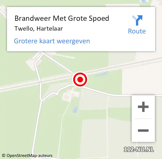 Locatie op kaart van de 112 melding: Brandweer Met Grote Spoed Naar Twello, Hartelaar op 29 juli 2024 06:24