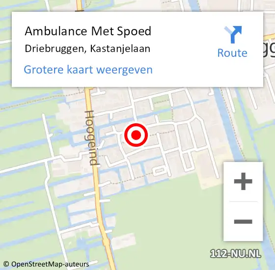 Locatie op kaart van de 112 melding: Ambulance Met Spoed Naar Driebruggen, Kastanjelaan op 14 oktober 2014 16:17