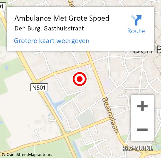 Locatie op kaart van de 112 melding: Ambulance Met Grote Spoed Naar Den Burg, Gasthuisstraat op 29 juli 2024 07:03