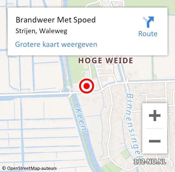 Locatie op kaart van de 112 melding: Brandweer Met Spoed Naar Strijen, Waleweg op 29 juli 2024 07:44