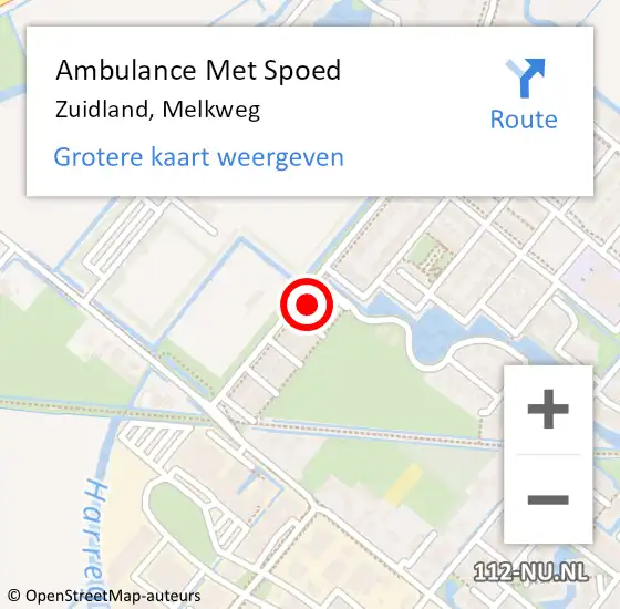 Locatie op kaart van de 112 melding: Ambulance Met Spoed Naar Zuidland, Melkweg op 29 juli 2024 08:21