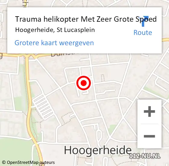 Locatie op kaart van de 112 melding: Trauma helikopter Met Zeer Grote Spoed Naar Hoogerheide, St Lucasplein op 29 juli 2024 08:27