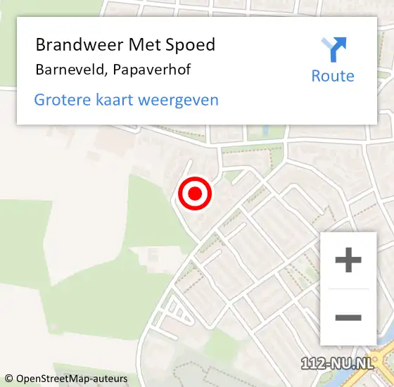 Locatie op kaart van de 112 melding: Brandweer Met Spoed Naar Barneveld, Papaverhof op 29 juli 2024 08:50