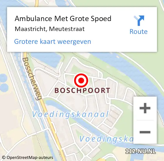 Locatie op kaart van de 112 melding: Ambulance Met Grote Spoed Naar Maastricht, Meutestraat op 29 juli 2024 09:14