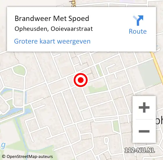 Locatie op kaart van de 112 melding: Brandweer Met Spoed Naar Opheusden, Ooievaarstraat op 29 juli 2024 09:19