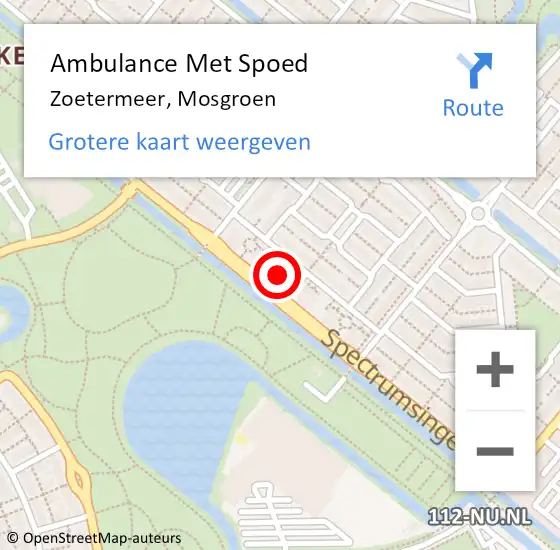 Locatie op kaart van de 112 melding: Ambulance Met Spoed Naar Zoetermeer, Mosgroen op 29 juli 2024 09:32