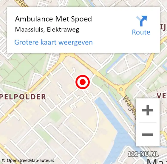 Locatie op kaart van de 112 melding: Ambulance Met Spoed Naar Maassluis, Elektraweg op 29 juli 2024 09:39