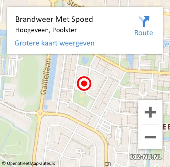 Locatie op kaart van de 112 melding: Brandweer Met Spoed Naar Hoogeveen, Poolster op 29 juli 2024 09:39