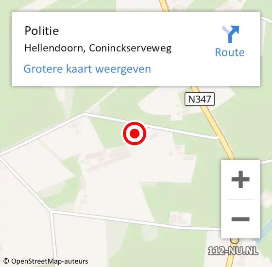 Locatie op kaart van de 112 melding: Politie Hellendoorn, Coninckserveweg op 29 juli 2024 09:47