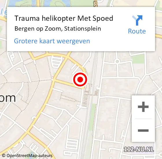 Locatie op kaart van de 112 melding: Trauma helikopter Met Spoed Naar Bergen op Zoom, Stationsplein op 29 juli 2024 09:50