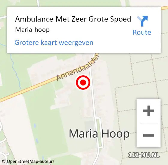 Locatie op kaart van de 112 melding: Ambulance Met Zeer Grote Spoed Naar Maria-hoop op 29 juli 2024 09:57