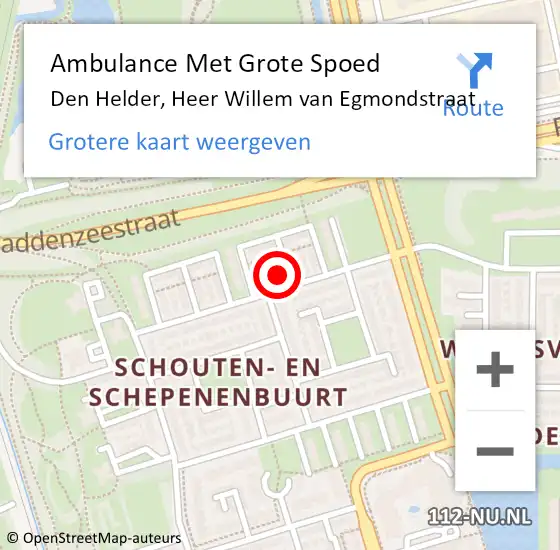 Locatie op kaart van de 112 melding: Ambulance Met Grote Spoed Naar Den Helder, Heer Willem van Egmondstraat op 29 juli 2024 10:00