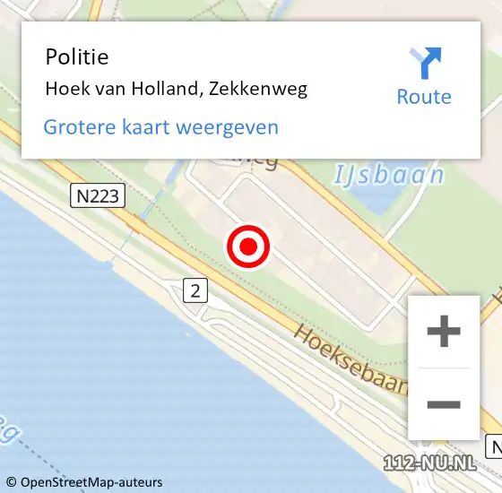 Locatie op kaart van de 112 melding: Politie Hoek van Holland, Zekkenweg op 29 juli 2024 10:00