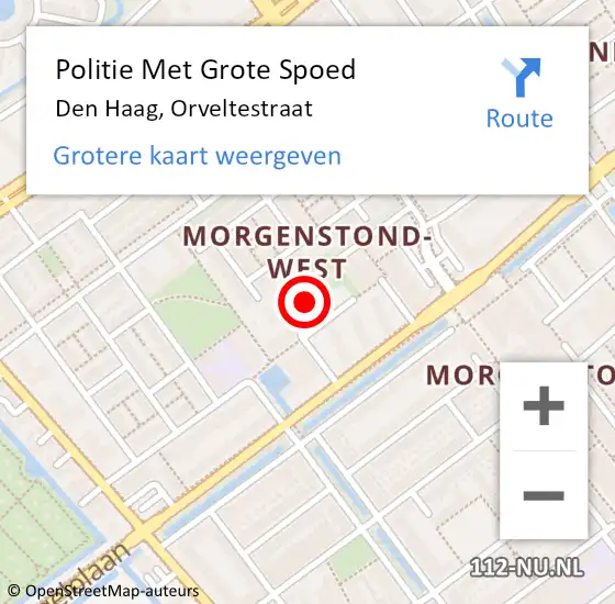 Locatie op kaart van de 112 melding: Politie Met Grote Spoed Naar Den Haag, Orveltestraat op 29 juli 2024 10:12