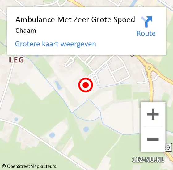 Locatie op kaart van de 112 melding: Ambulance Met Zeer Grote Spoed Naar Chaam op 29 juli 2024 10:33