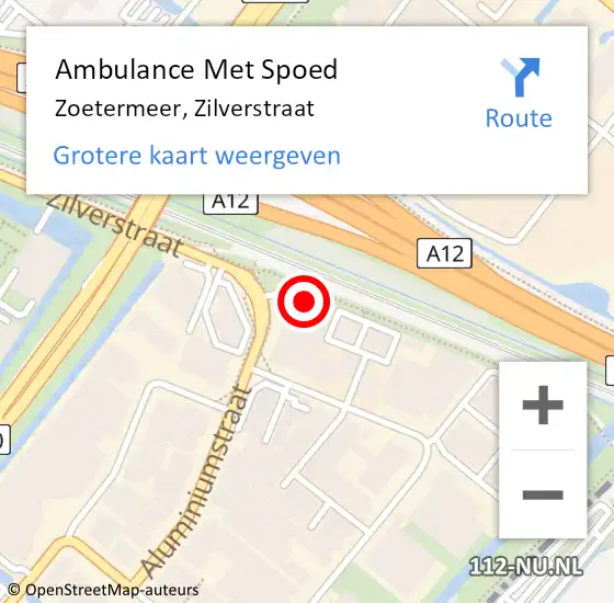 Locatie op kaart van de 112 melding: Ambulance Met Spoed Naar Zoetermeer, Zilverstraat op 29 juli 2024 10:38