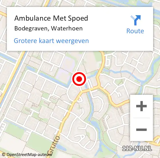 Locatie op kaart van de 112 melding: Ambulance Met Spoed Naar Bodegraven, Waterhoen op 29 juli 2024 10:55