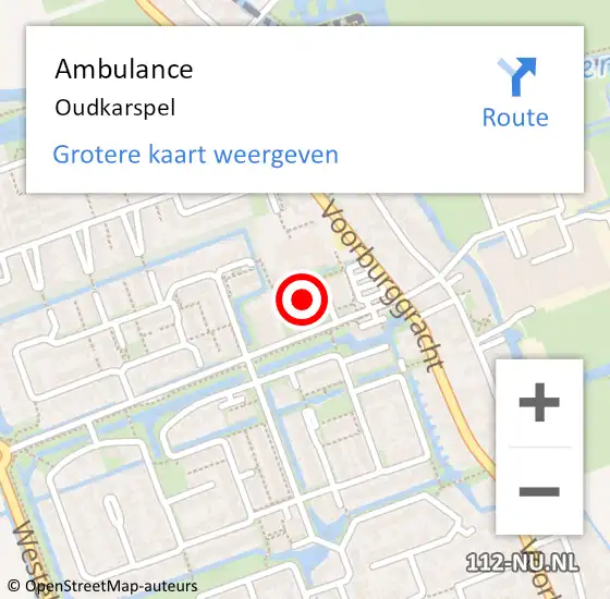 Locatie op kaart van de 112 melding: Ambulance Oudkarspel op 29 juli 2024 11:02