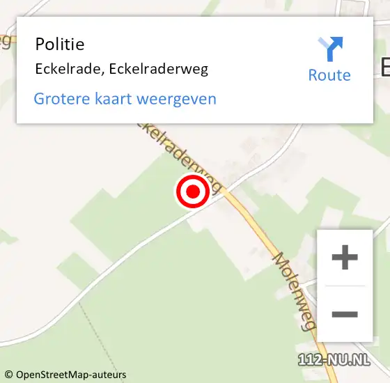 Locatie op kaart van de 112 melding: Politie Eckelrade, Eckelraderweg op 29 juli 2024 11:07