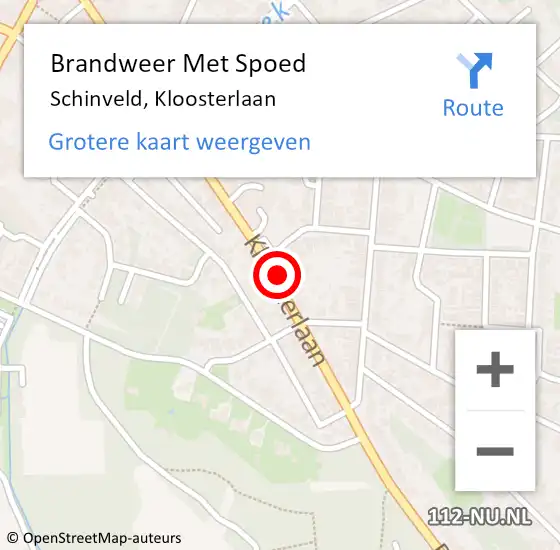 Locatie op kaart van de 112 melding: Brandweer Met Spoed Naar Schinveld, Kloosterlaan op 29 juli 2024 11:07