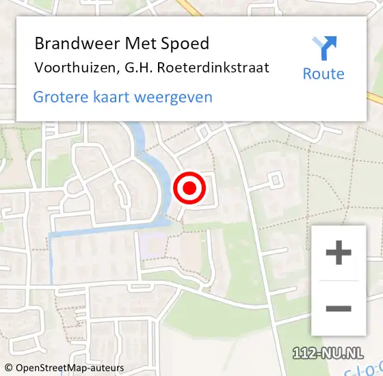 Locatie op kaart van de 112 melding: Brandweer Met Spoed Naar Voorthuizen, G.H. Roeterdinkstraat op 29 juli 2024 11:17