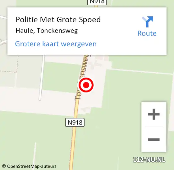 Locatie op kaart van de 112 melding: Politie Met Grote Spoed Naar Haule, Tonckensweg op 29 juli 2024 11:22