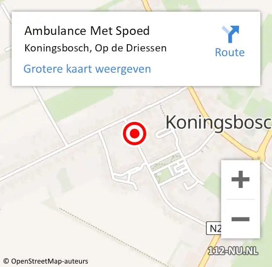 Locatie op kaart van de 112 melding: Ambulance Met Spoed Naar Koningsbosch, Op de Driessen op 14 oktober 2014 16:45