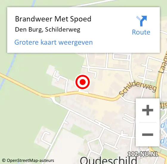 Locatie op kaart van de 112 melding: Brandweer Met Spoed Naar Den Burg, Schilderweg op 29 juli 2024 11:30