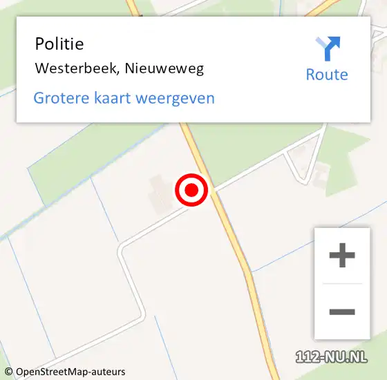 Locatie op kaart van de 112 melding: Politie Westerbeek, Nieuweweg op 29 juli 2024 11:46