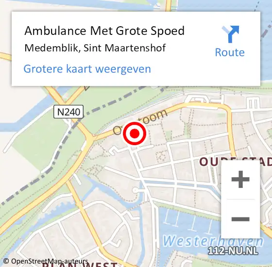 Locatie op kaart van de 112 melding: Ambulance Met Grote Spoed Naar Medemblik, Sint Maartenshof op 29 juli 2024 11:46