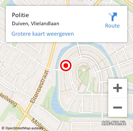 Locatie op kaart van de 112 melding: Politie Duiven, Vlielandlaan op 29 juli 2024 11:50