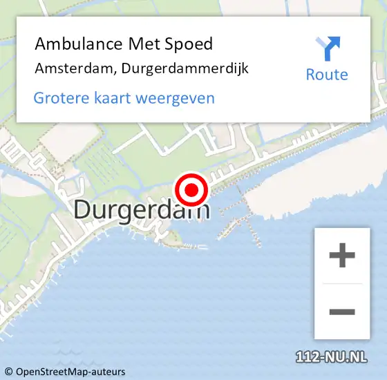 Locatie op kaart van de 112 melding: Ambulance Met Spoed Naar Amsterdam, Durgerdammerdijk op 29 juli 2024 12:01