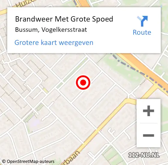 Locatie op kaart van de 112 melding: Brandweer Met Grote Spoed Naar Bussum, Vogelkersstraat op 29 juli 2024 12:03