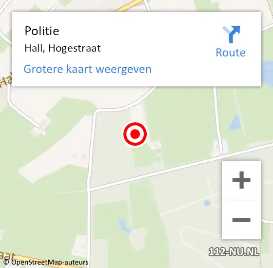 Locatie op kaart van de 112 melding: Politie Hall, Hogestraat op 29 juli 2024 12:16