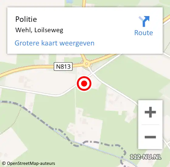 Locatie op kaart van de 112 melding: Politie Wehl, Loilseweg op 29 juli 2024 12:17