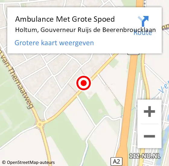 Locatie op kaart van de 112 melding: Ambulance Met Grote Spoed Naar Holtum, Gouverneur Ruijs de Beerenbroucklaan op 29 juli 2024 12:24