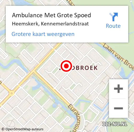 Locatie op kaart van de 112 melding: Ambulance Met Grote Spoed Naar Heemskerk, Kennemerlandstraat op 29 juli 2024 12:29