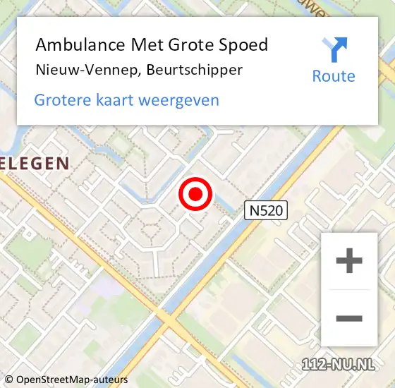 Locatie op kaart van de 112 melding: Ambulance Met Grote Spoed Naar Nieuw-Vennep, Beurtschipper op 29 juli 2024 12:31