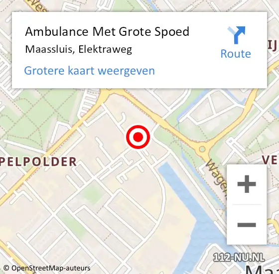 Locatie op kaart van de 112 melding: Ambulance Met Grote Spoed Naar Maassluis, Elektraweg op 29 juli 2024 12:45