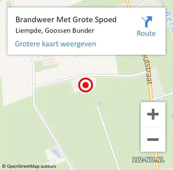 Locatie op kaart van de 112 melding: Brandweer Met Grote Spoed Naar Liempde, Goossen Bunder op 29 juli 2024 12:48