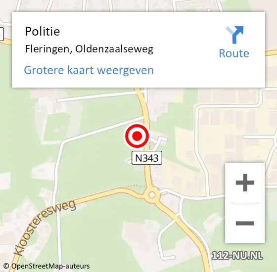 Locatie op kaart van de 112 melding: Politie Fleringen, Oldenzaalseweg op 29 juli 2024 12:50