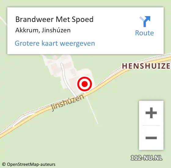 Locatie op kaart van de 112 melding: Brandweer Met Spoed Naar Akkrum, Jinshúzen op 29 juli 2024 13:04