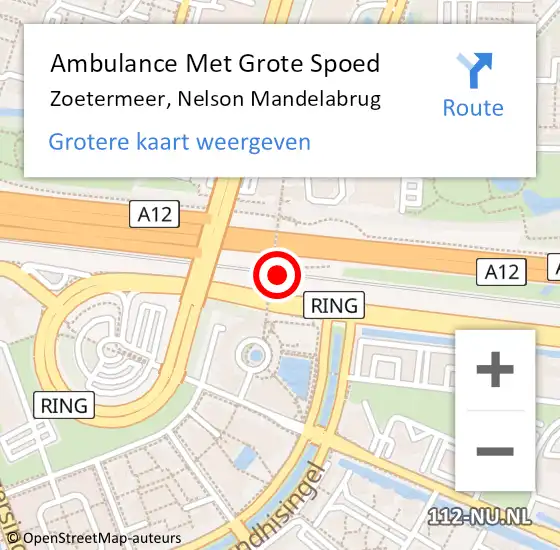 Locatie op kaart van de 112 melding: Ambulance Met Grote Spoed Naar Zoetermeer, Nelson Mandelabrug op 29 juli 2024 13:07