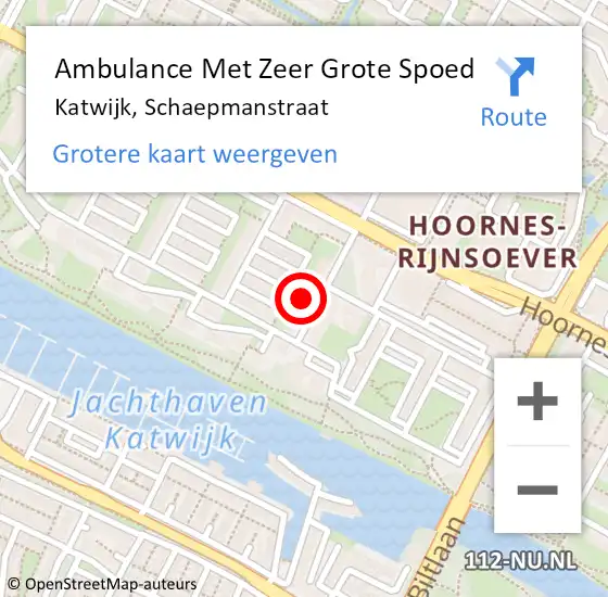 Locatie op kaart van de 112 melding: Ambulance Met Zeer Grote Spoed Naar Katwijk, Schaepmanstraat op 29 juli 2024 13:08