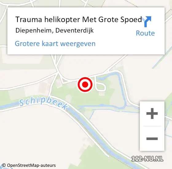 Locatie op kaart van de 112 melding: Trauma helikopter Met Grote Spoed Naar Diepenheim, Deventerdijk op 29 juli 2024 13:27