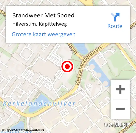 Locatie op kaart van de 112 melding: Brandweer Met Spoed Naar Hilversum, Kapittelweg op 29 juli 2024 13:29