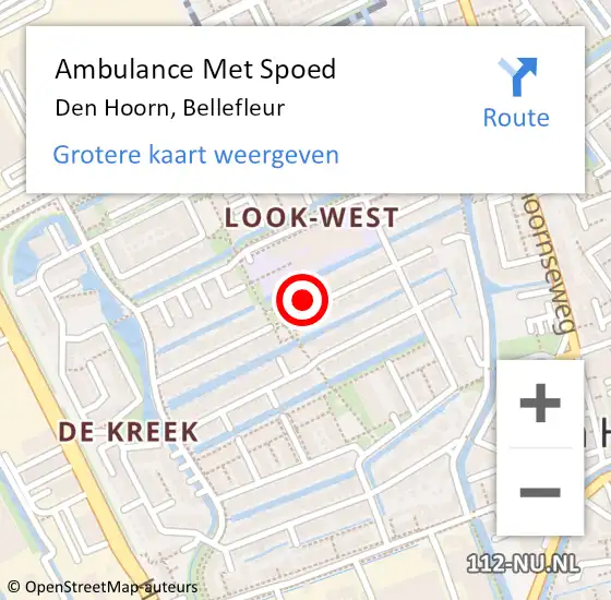 Locatie op kaart van de 112 melding: Ambulance Met Spoed Naar Den Hoorn, Bellefleur op 29 juli 2024 13:33